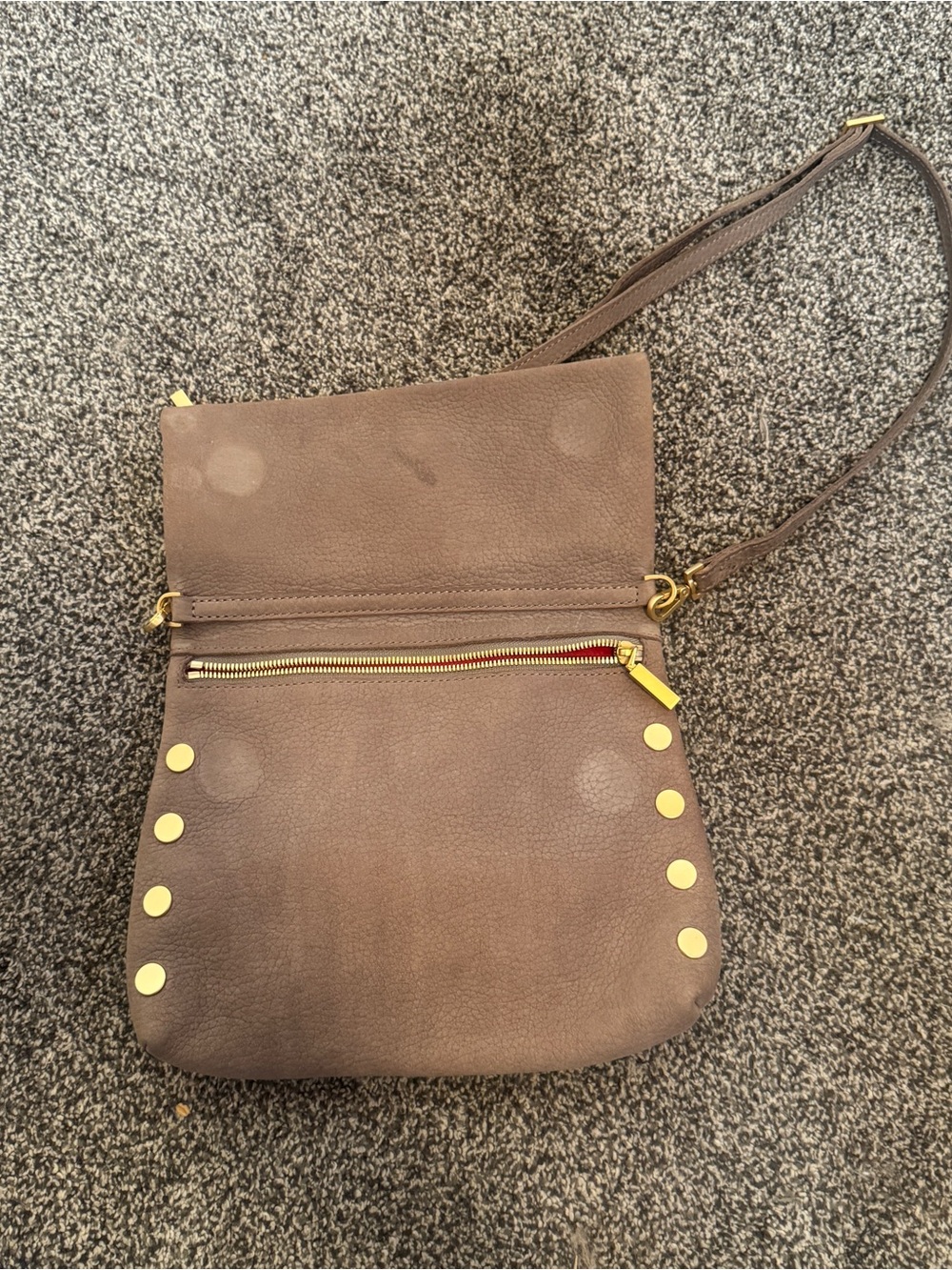 Hammitt VIP Medium Crossbody Bag Pewter Brushed Gold Leather Clutch Purse - Picture 6 of 13